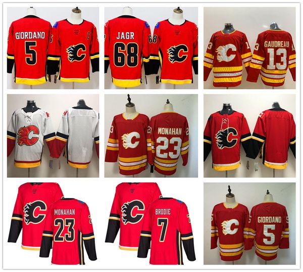 

калгари 13 джонни гудро джерси 23 шон монахан 68 яромир ягр 5 джиордано hocekey трикотажных изделий, Black;red