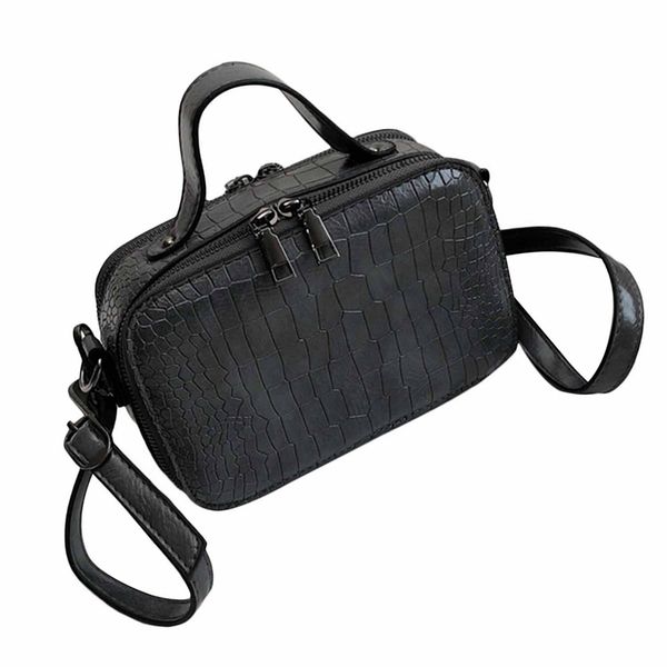 

stone pattern crossbody bags for women fashion small solid colors shoulder bag female handbags and purses with handle(black