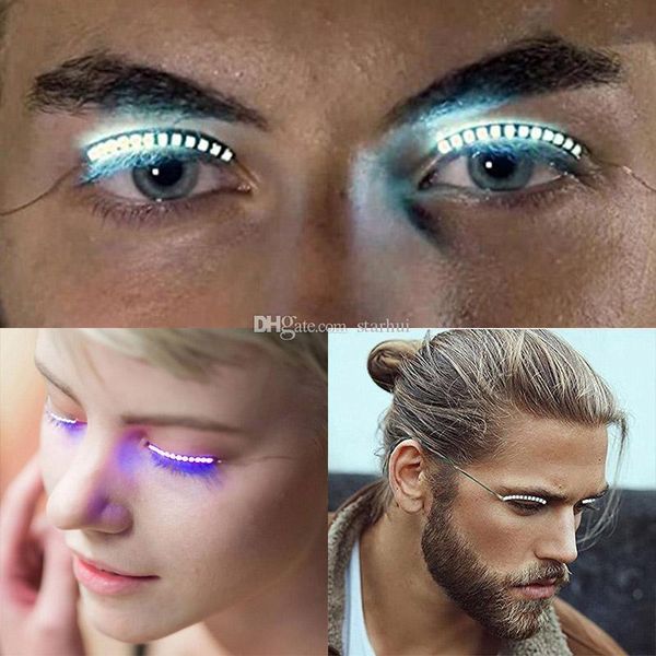 

new led eyelash light false eyelashes luminous eyes party nightclub halloween led strips false eyelash sticker 3d led false eyelashes wx-c02