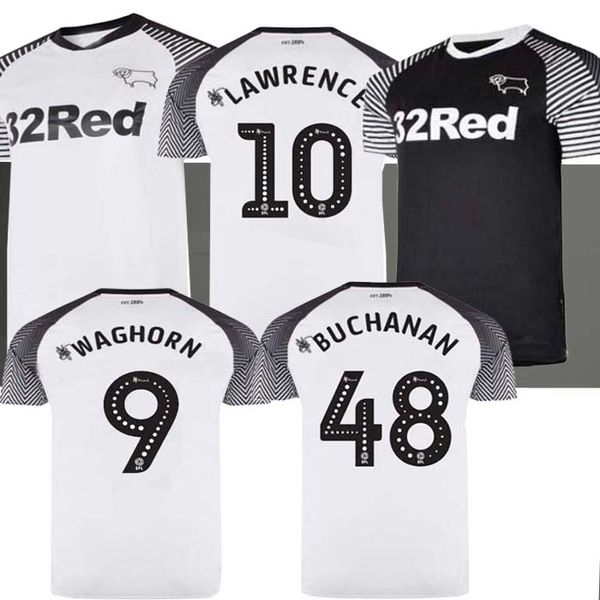 

men's 19 20 derby county soccer jerseys home white rooney 2019 2020 derby marriott lawrence waghorn dowell paterson football shirts tha, Black;yellow