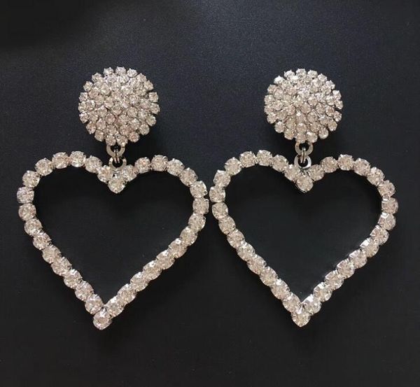 

luxury fashion women earrings with crystal big heart shining cz diamond stone drop earrings jewelry wedding party quality, Golden