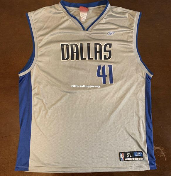 

rare vintage rbk dal #41 dirk nowitzki gray vest jersey men xs-5xl.6xl shirt stitched basketball jerseys retro ncaa, Black;blue