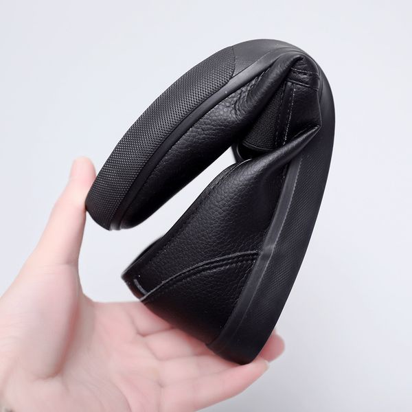 

fei yao white small leather shoes men's slip-on lazy white shoes not lace-up korean-style men's casual board shoe, Black