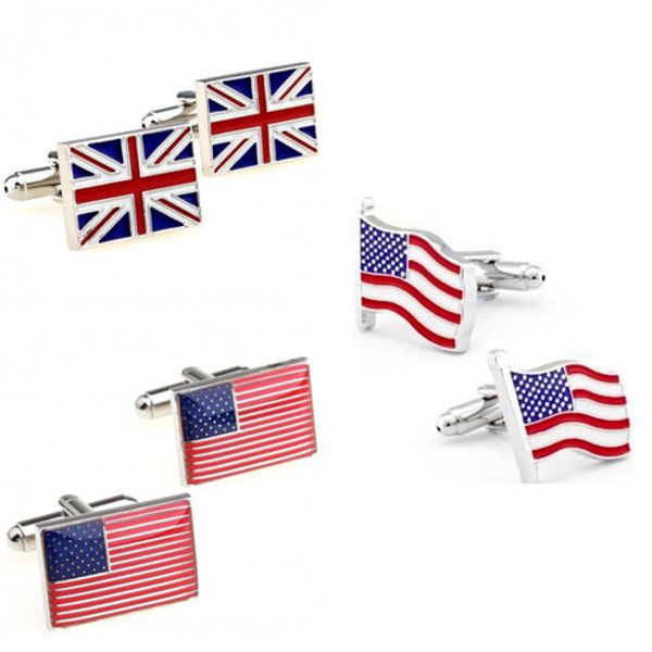 

fashion uk usa united kindom american flag cufflink cuff link 1 pair biggest promotion, Silver;golden