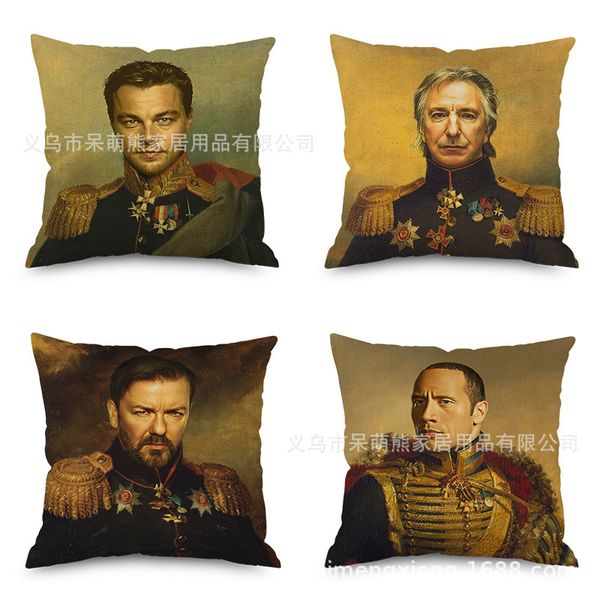 

figure portraits flax embrace pillow case imitate mabaozhen automobile sofa back cushion cushion bedside backrest pillow