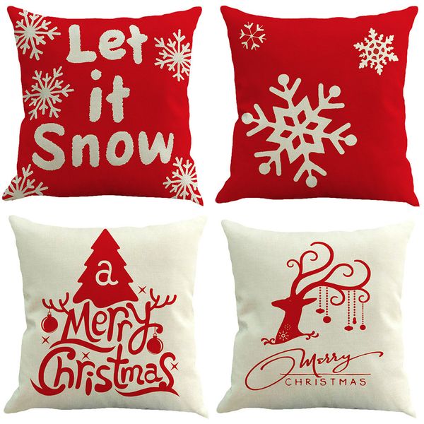 

4pcs merry christmas pillow covers festival decor xmas pillow case home sofa car cushion cover sofa waist throw covers