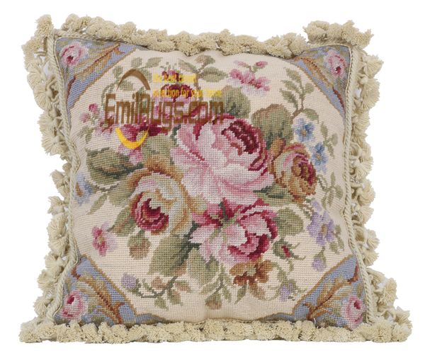 

rose needlepoint pillow case red flower woolen handmade embroidery floral chrismas vintage pastoral 216-7 16x16gc165neeyg8