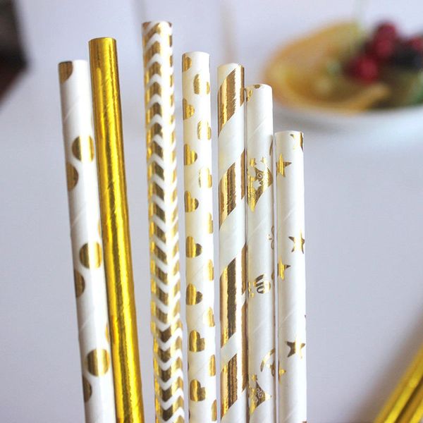 

Gold foil pin ripte paper traw drink trip traw eco friendly drinking traw