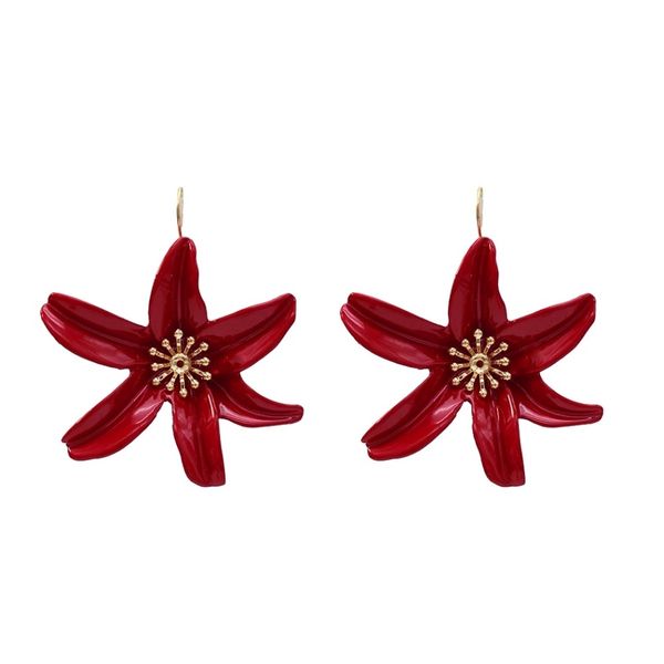 

elegant fashion silver metal big flower earrings gold for women black flower shape drop earring oorbellen bijoux office jewellry