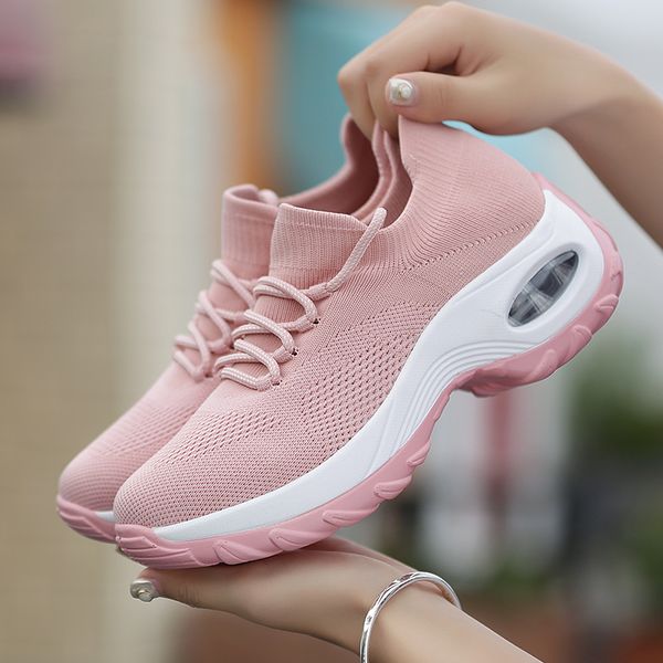 

baideng 2019 women sneakers running shoes platform sports for woman mesh breathable cushioning sock sneakers athletic shoes 42