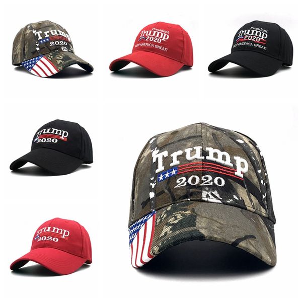 Camouflage Donald Trump Hat Amerika Präsident 2020 Baseball Hut Camo Farbe mit US-Flagge Trump Golf Caps HHA339