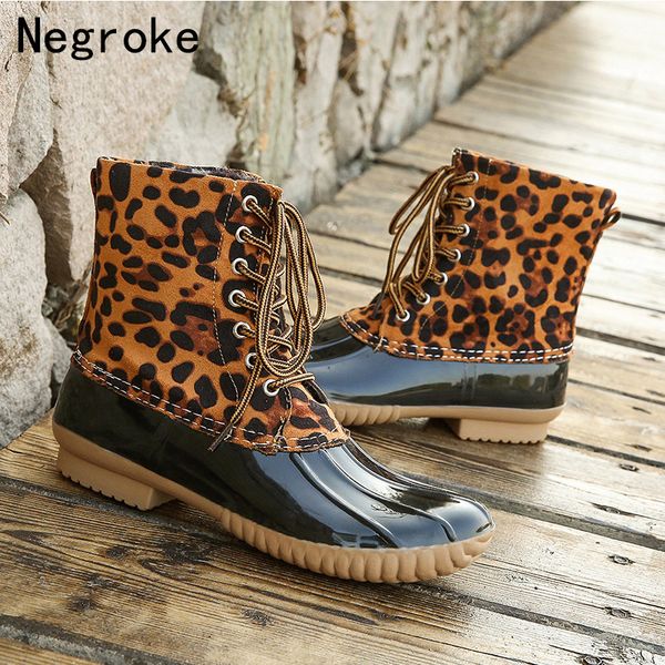 

jelly shoes 2019 women ankle boots leopard female pvc waterproof shoes boots for women rain mujer, Black