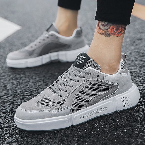 

2019 summer breathable men's flat shoes mesh men's casual shoes versatile korean-style thin drawstring trend sub, Black
