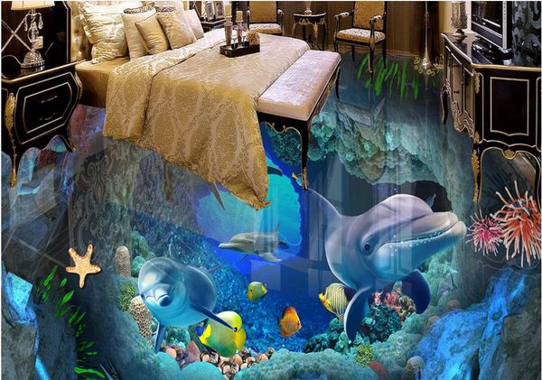 

home decor 3d flooring 3d wallpaper murals dolphin pvc self adhesive wallpaper
