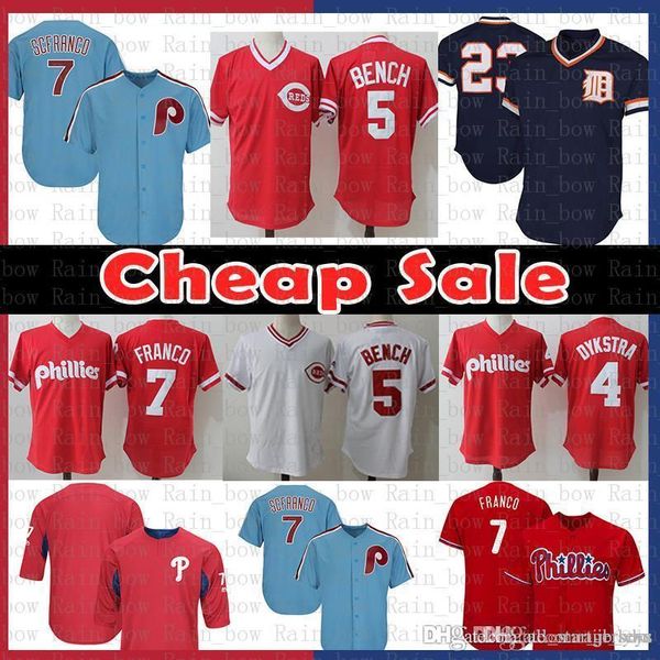 

Philadelphia Lenny Phillies 4 Dykstra 7 Maikel Franco Baseball Jersey Detroit 23 Tigers Kirk Gibson Cincinnati 5 Johnny Bench Jerseys Reds