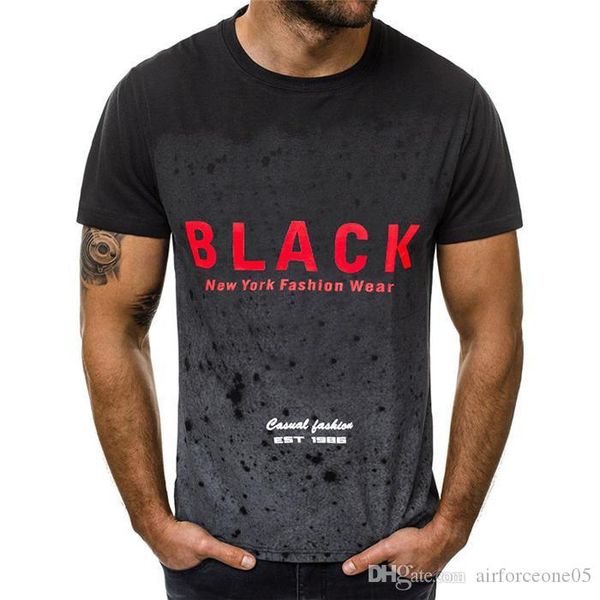 

red black letter printed gradient mens tshirt casual short sleeve breathable mens summer mens clothing, White;black