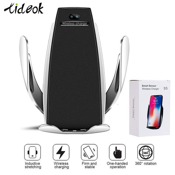 

ir intelligent automatic clamping sensor mobile phone holder wireless charging car phone holder for iphone xs samsung s9 s8 sh190928