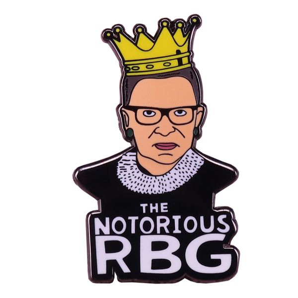 

the notorious rbg feminist brooch ruth bader ginsburg enamel pin women power equality badge political jewelry, Gray