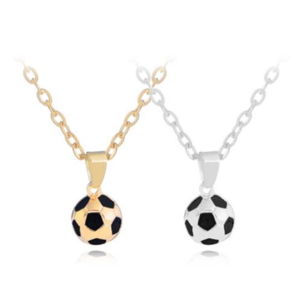

wkoud trendy football link chain soccer charm necklace pendant gold sport ball jewelry men boy children gift pendant necklace, Silver