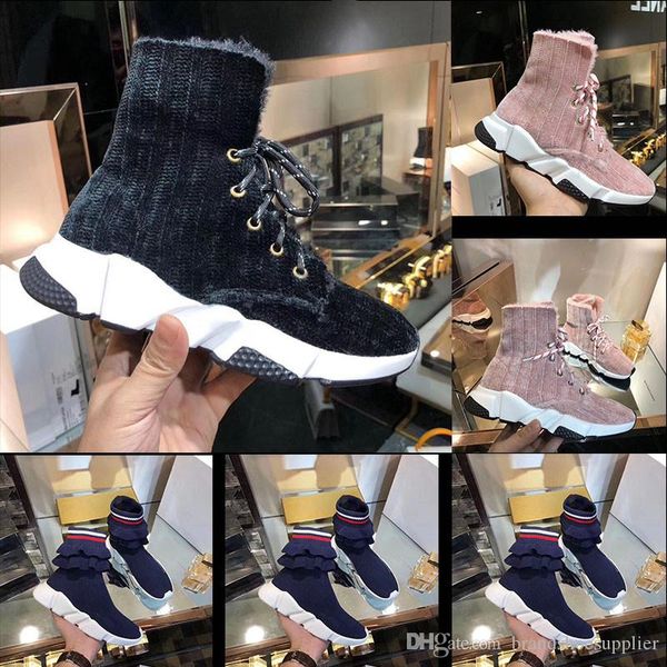 

2019 new designer men and women speed coach socks shoes triple black white red flash flat fashion men's coach shoes 36-45