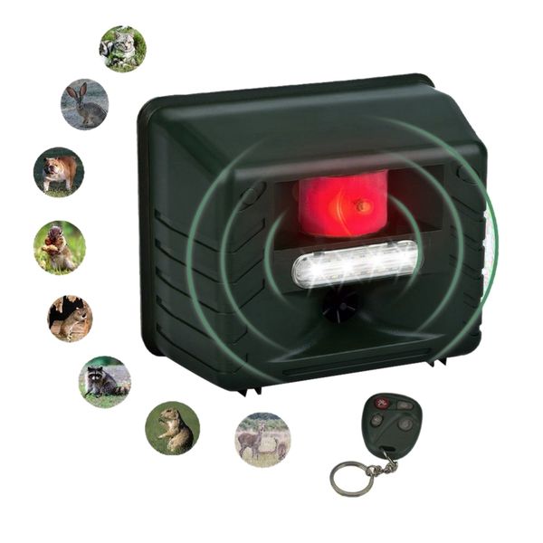 

new ultrasonic outdoor animal drive strobe led light repeller drive rodent device with remote control for rodent deer,cat,dog,fo