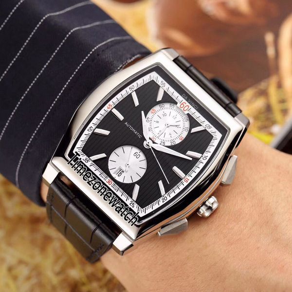 

New iw376421 excellent vinci automatic men watch teel ca e black dial white inner ubdial black leahter watche timezonewatch e24a1