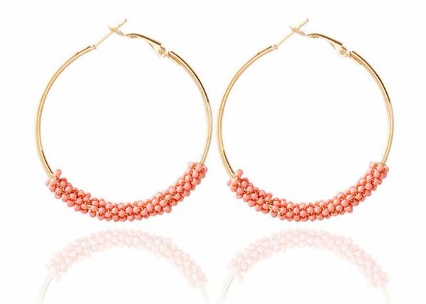 

new bohemian folk wind series multicolor rice beads exaggerated circle earrings fashion classic refined elegance, Silver