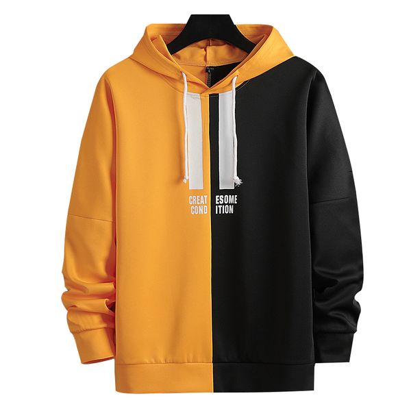 

m. j-nong 2020 new style men's hoodies two color stitching multicolor optional fashion english printing street fashion style, Black