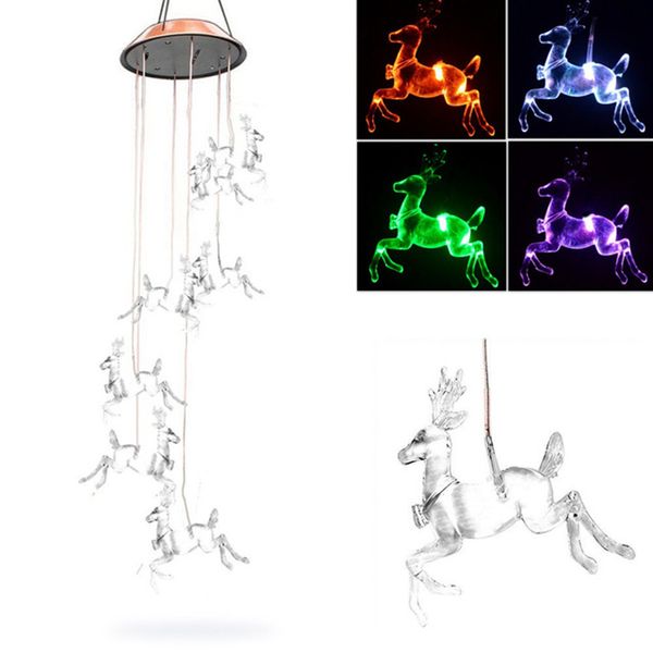 

solar color changing led hummingbird wind chimes home garden decor light lamp us