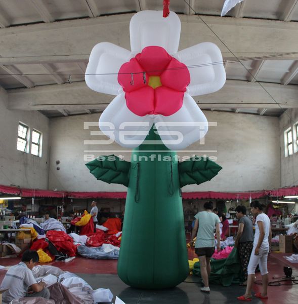 

3m artificial customized giant inflatable flowers exhibition decoration and concert stage new elegant white inflatable flowers for sale