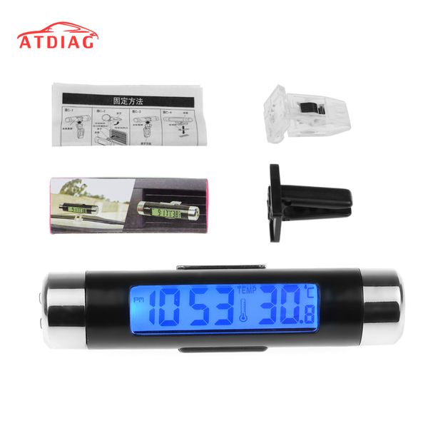 

2in1 car digital lcd temperature thermometer clock car clock thermometer digital backlight automotive
