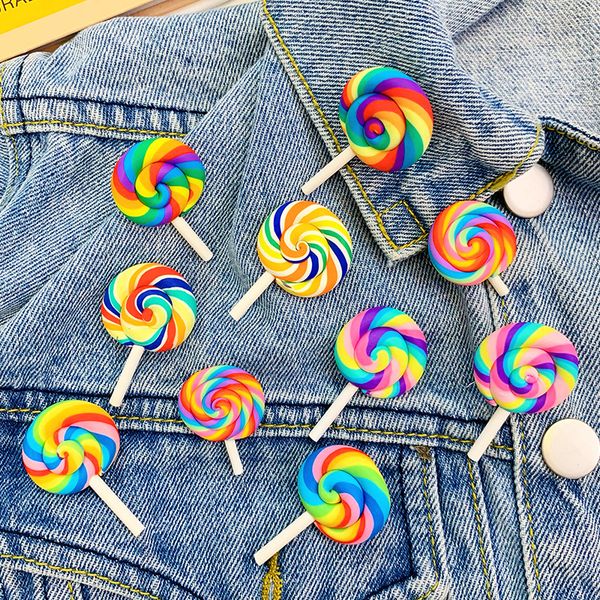 

8 стилей красочной радуги lollipop брошь конфета badge coat свитер платье куртка pin брошка женщины мужчина симпатичный pins, Gray