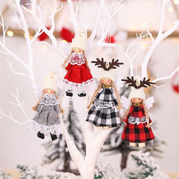 

christmas decoration wings angel pendant tree pendant fabric doll kerst new year xmas toy gift for kids home decor @25