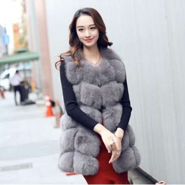 

fluffy 2019 winter women's faux fur coat artificial fur vest fluffy vests femme jackets plus size fake gilet z249, Black