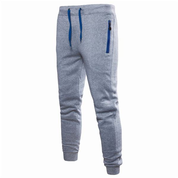 

men casual pants long trousers tracksuit fitness workout sweatpants, Black