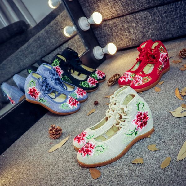 

2020 new national style two-button canvas shoes, Black