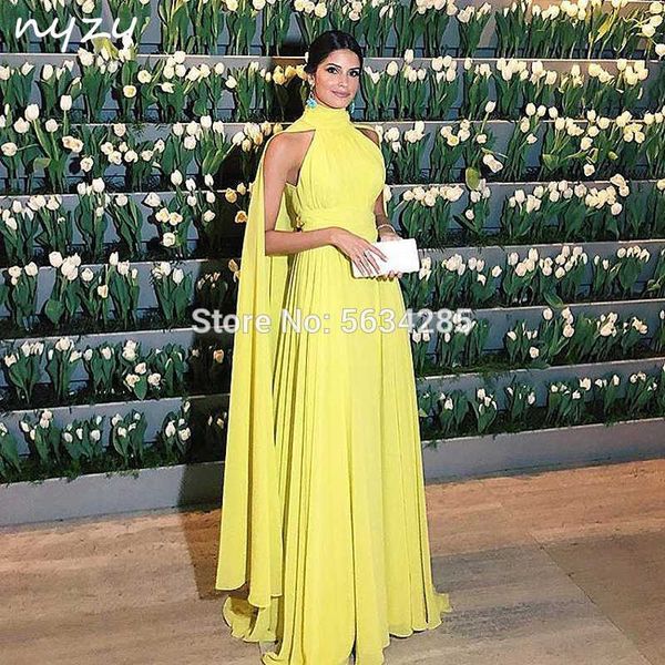 

элегантный плащ накидка рукава шифон желтый вечерние платья длинные 2020 nyzy e2 вечерние платья для женщин свадьба, White;black