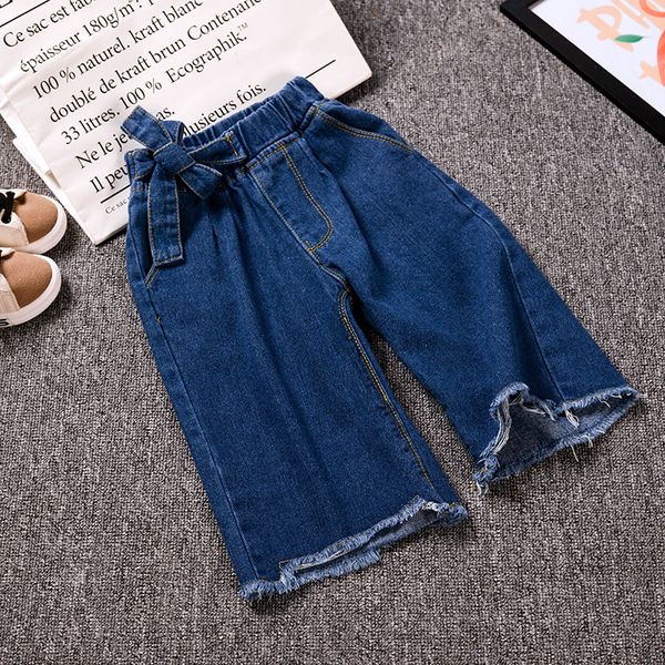 

2019 new summer item girl fashion wide leg jeans pant denim trousers y200409, Blue