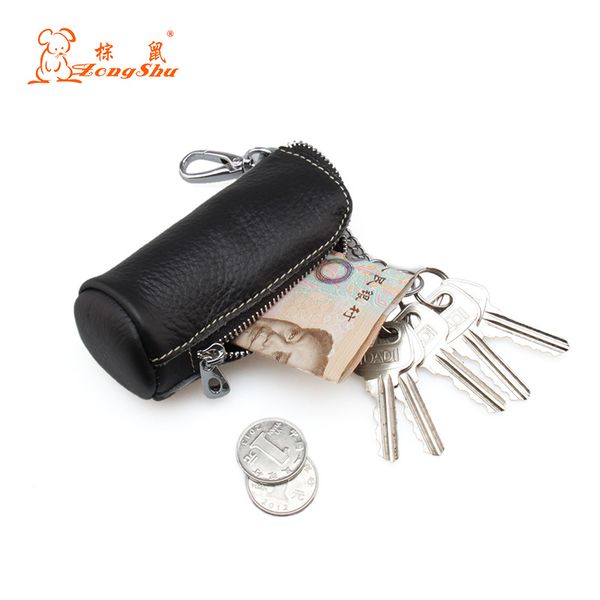 

cow leather key organizer wallets men's car-covers housekeeper keychains holder pouch car keyd bag zipper kits for keys, Red;blue