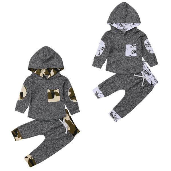 

us stock 2pcs infant newborn baby boy girl hooded t-shirt +pants outfit clothes 0-24m, White