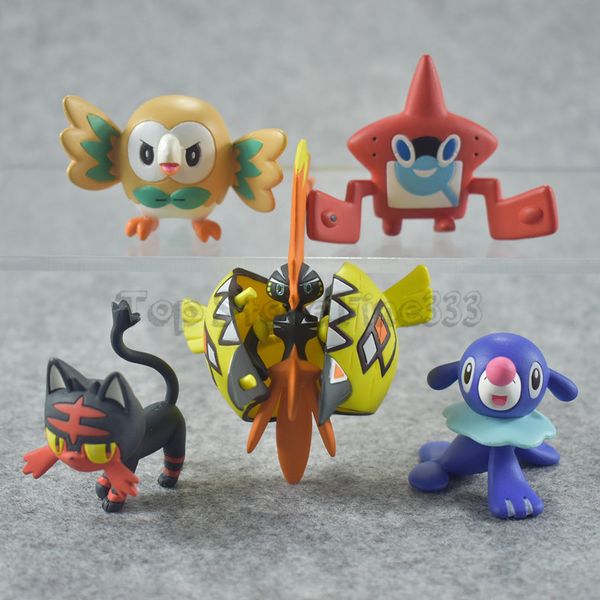 

tomy pokemons figures toy rowlet popplio litten tapu koko doll toy 6models mini doll toy cute anime accessories
