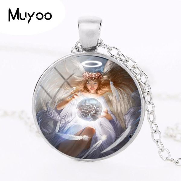 

2020 new angel necklace art printed p pendant necklaces silver glass dome cabochon pendants hand craft jewelry hz1