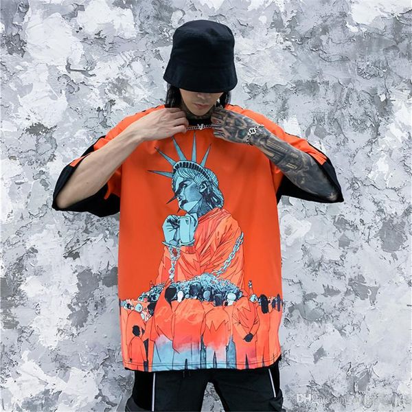 

mens harajuku t-shirts funny print short sleeve t shirt hip hop streetwear 2020 summer men casual t-shirt tees, White;black