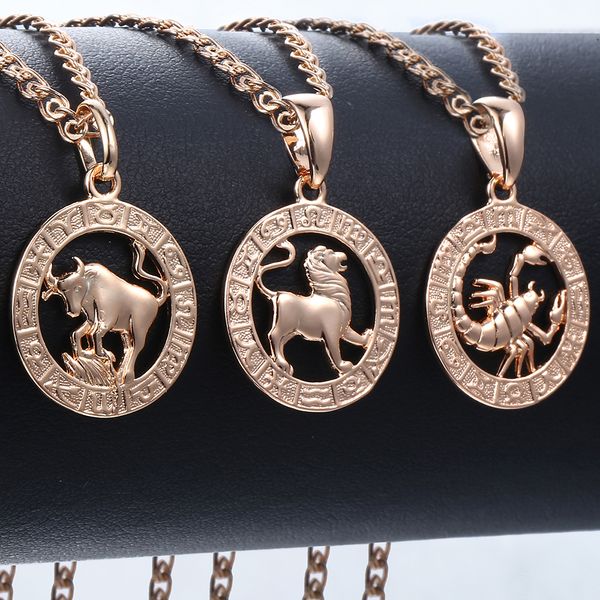 

trendsmax 12 zodiac sign constellations pendants necklaces for women men 585 rose gold male jewelry fashion birthday gifts gpm16, Silver