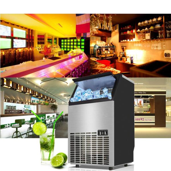 Portable fully automatic electric 50KG / 24H ice maker mini square ice maker commercial small bar coffee shop tea shop