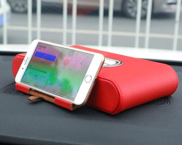 

luxurious phone mat holder armrest tissue box pu leather car tissue box napkin holder storage for car universal seat