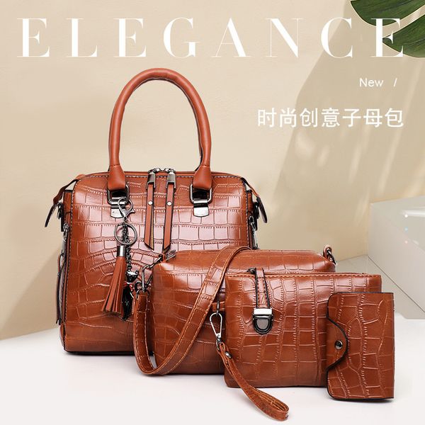 

2020 korean edition four-piece hand-held retro fashion one-shoulder women's bag oblique cross-bag bag ladies solid color