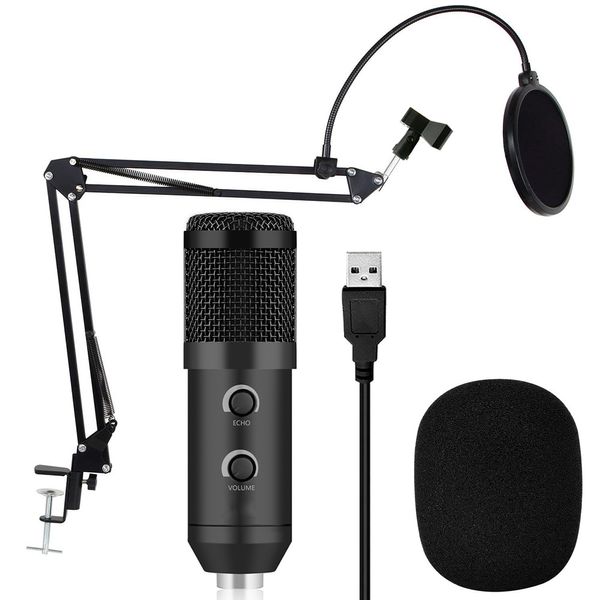 BM 900 Kondenser USB Mikrofon Stüdyosu Standı Tripod ve Pop Filtresi Mikrofon Bilgisayar Karaoke PC BM 800 Yükseltildi