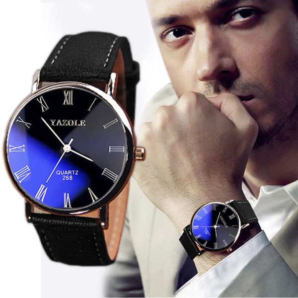 

luxury fashion faux leather mens quartz analog watch watches black men watch reloj hombre 2018, Slivery;brown