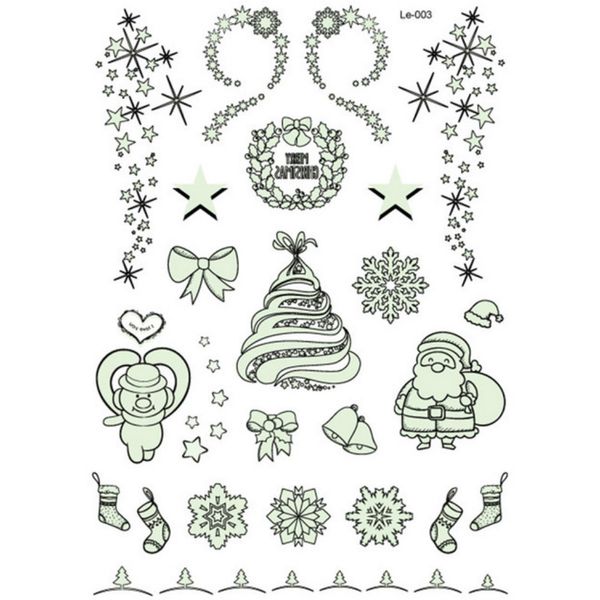 

luminous tattoo glow in the dark glitter christmas flash fluorescent sticker